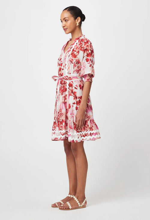 Sanibel Rick Rack Raglan Sleeve Dress | Flamingo Flower