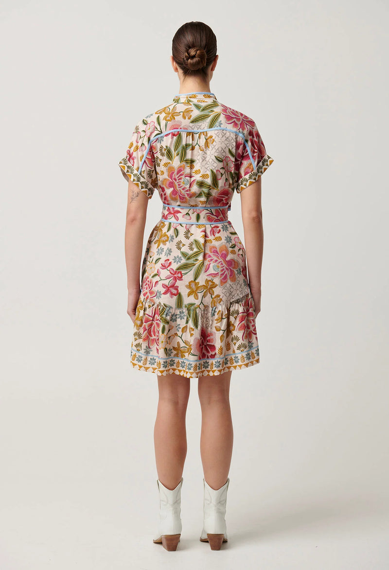 Clementine Linen Viscose Shirt Dress in Azalea Fields