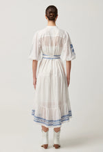 Gabriette Embroidered Cotton Slub Dress in Milk