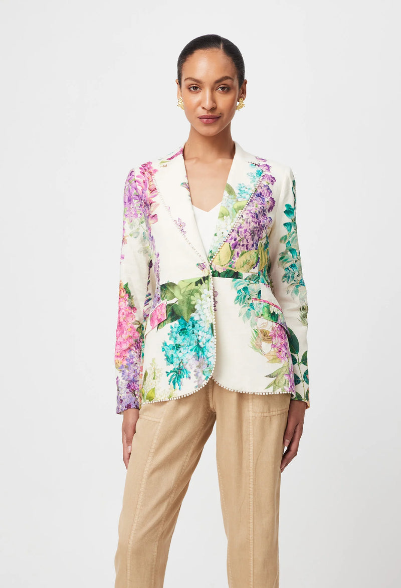 Bahia Lace Trim Stretch Blazer | Wisteria Alba