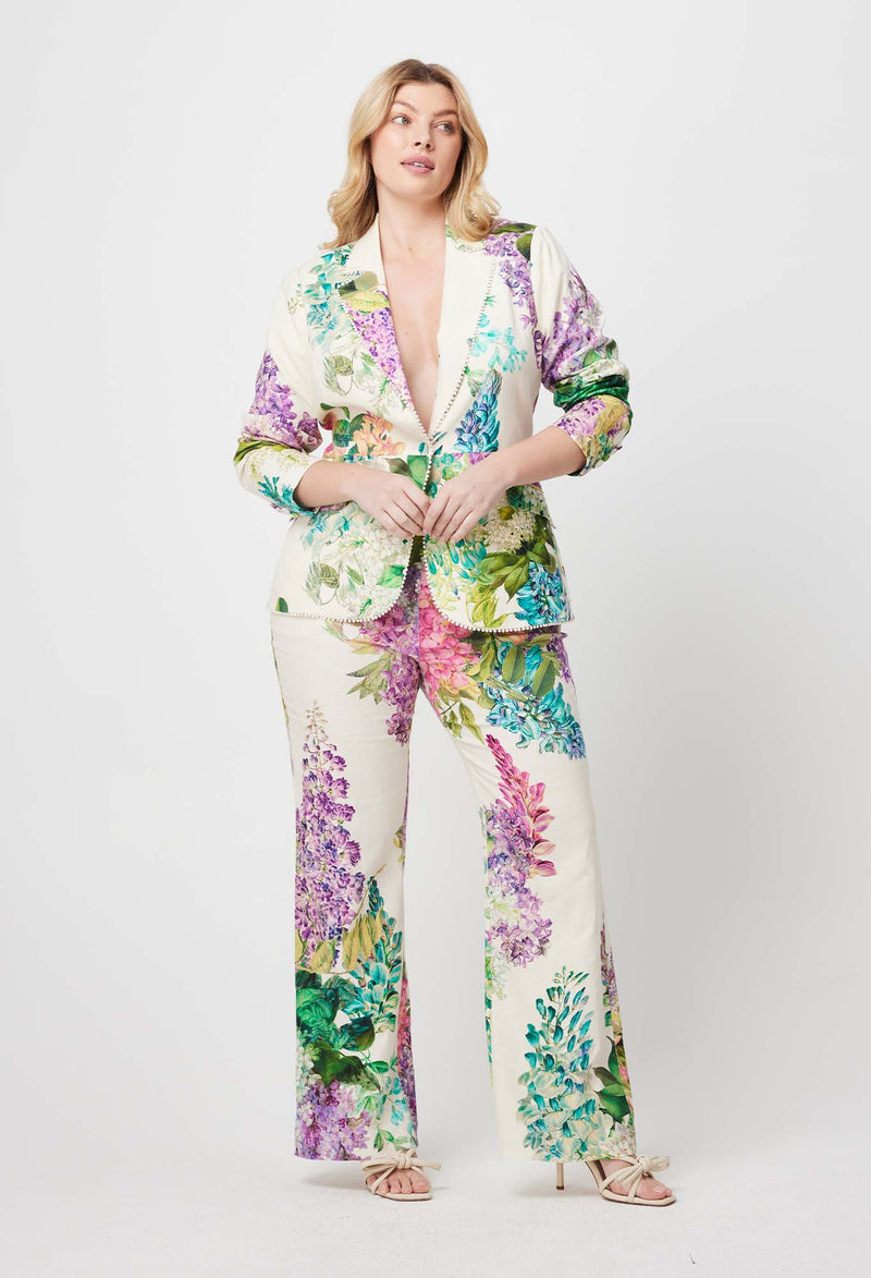 Bahia Lace Trim Stretch Blazer | Wisteria Alba