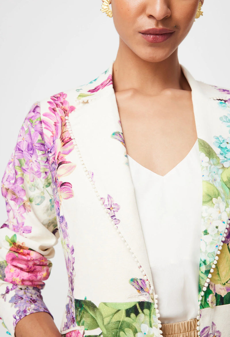 Bahia Lace Trim Stretch Blazer | Wisteria Alba