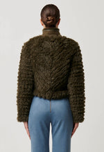 Sybil Chevron Faux Fur Rib Collar Bomber | Moss