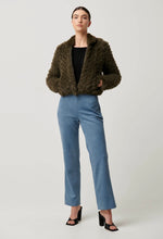 Sybil Chevron Faux Fur Rib Collar Bomber | Moss