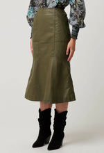 Mabel Leather Curved Tier Skirt | Moss