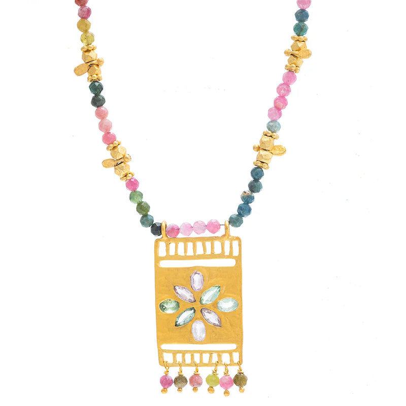 Multi Tourmaline flower necklace