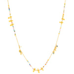 Long Multi Tourmaline gold charm necklace