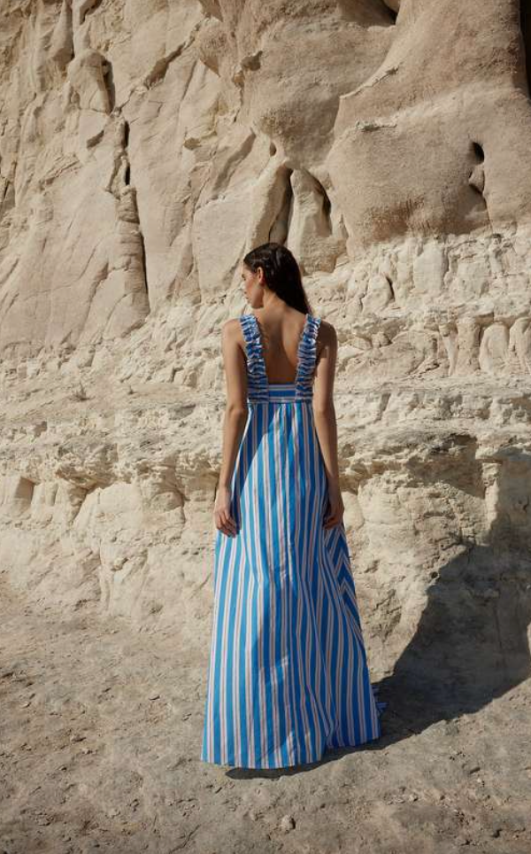 Betty Dress | Ocean Depth/ Seashell Stripe