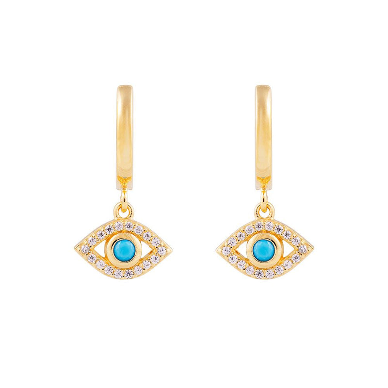 Turquoise Evil Eye Hoops