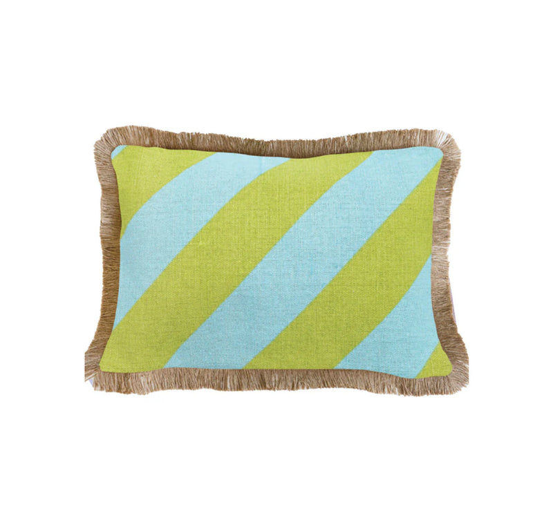 Aqua Chartreuse Diagonal Lumbar Cushion