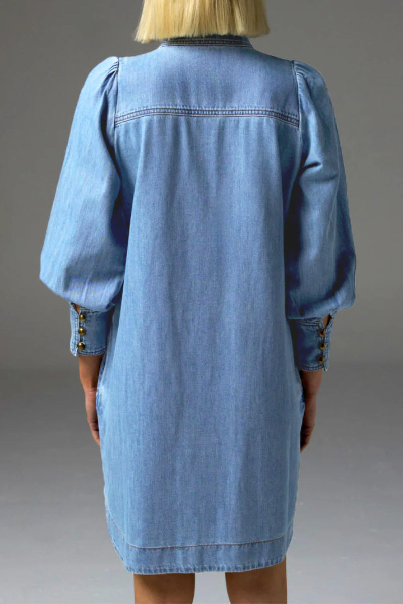 Elocution Dress | Light Washed Denim