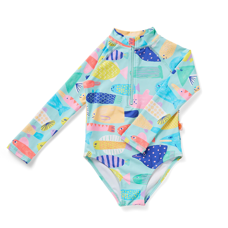 Long Sleeve Zip Bather | Rainbow Reef