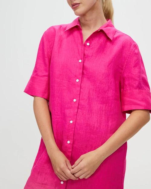 Hettie Shirt Dress | Fuschia