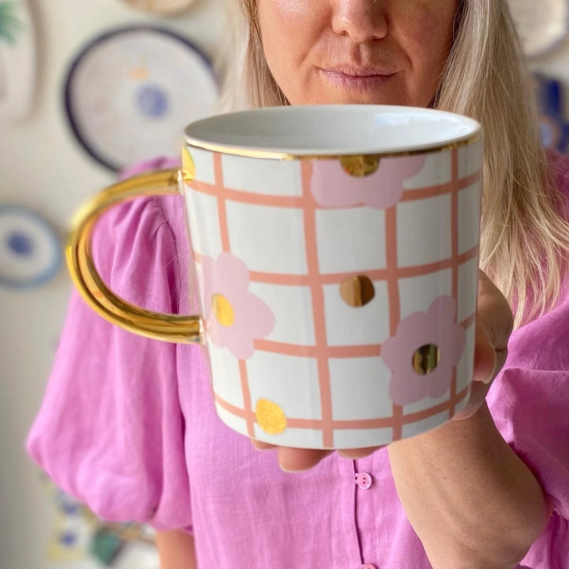 Ceramic Gingham Mug