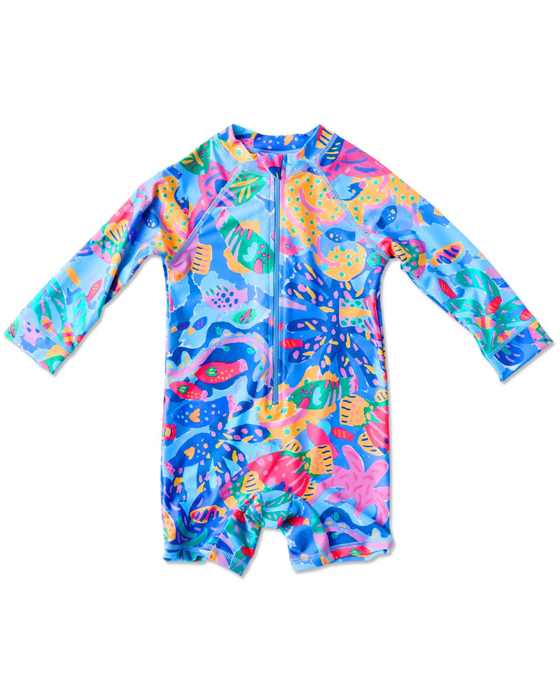 Ken Done Reef Garden Baby Long Sleeve Zip Bathers