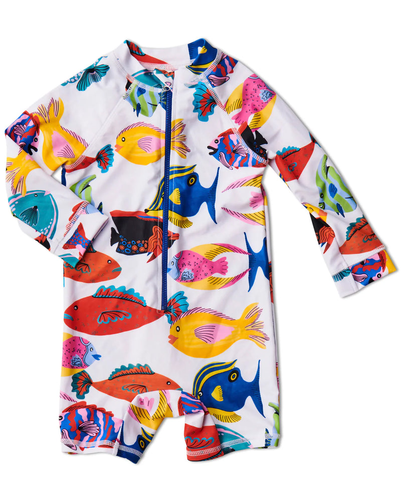 Fishy Business Baby long sleeve zip bathers