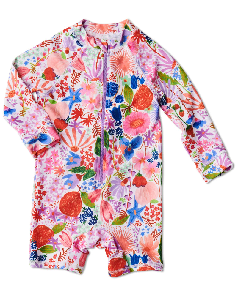 Meandering Meadow Baby Long Sleeve Bathers