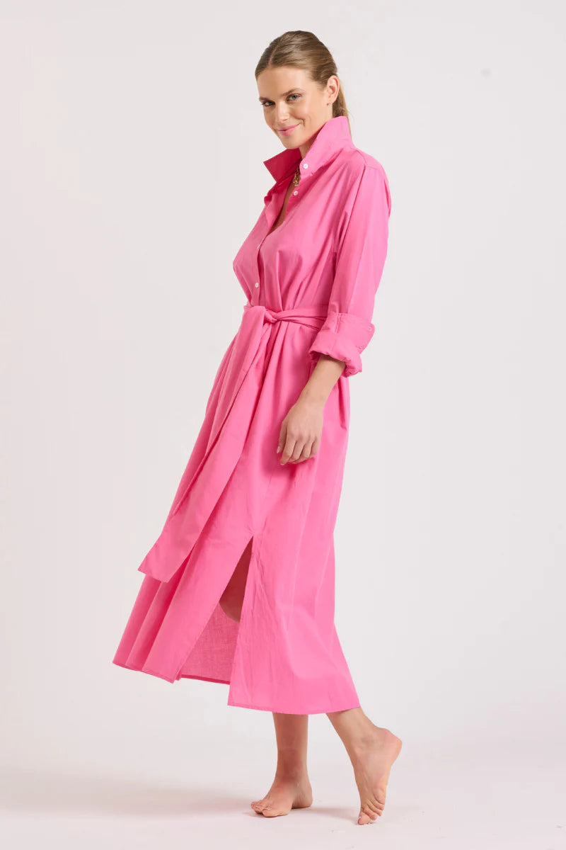 Luna Long Shirt Dress | Hot Pink