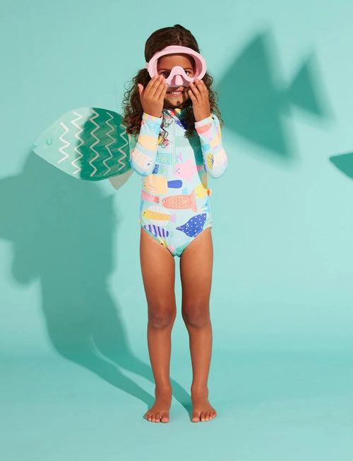 Long Sleeve Zip Bather | Rainbow Reef