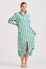 Andrea Shirtdress | Green Wide Stripe