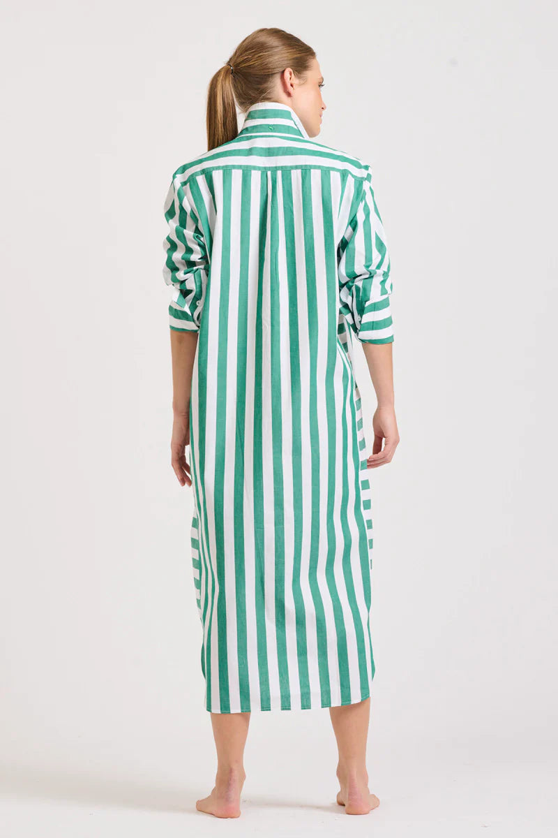 Andrea Shirtdress | Green Wide Stripe