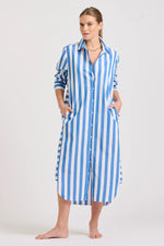 Andrea Shirtdress | Mid Blue Wide Stripe