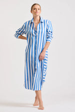 Andrea Shirtdress | Mid Blue Wide Stripe