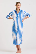 Andrea Shirtdress | Mid Blue Wide Stripe