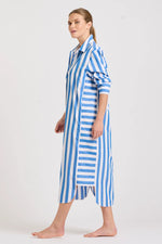 Andrea Shirtdress | Mid Blue Wide Stripe