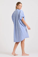 Isla Short Sleeve Dress | Mid Blue Stripe