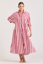 Pippa Oversized Longline Dress | Red Wide Stripe