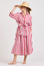 Pippa Oversized Longline Dress | Red Wide Stripe