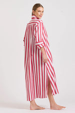 Pippa Oversized Longline Dress | Red Wide Stripe