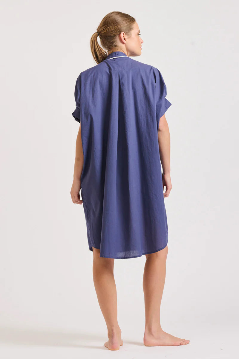 Tara Short Sleeve Dress | Navy/White Trim