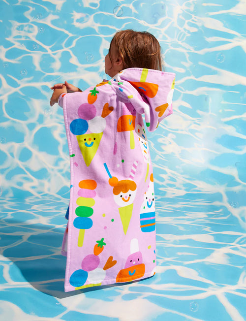 Kids Hooded Towel Sundae Fun Day