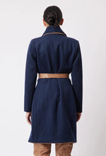 ONCE WAS | HUTTON WOOL BLEND COAT | NAVY/HUSK