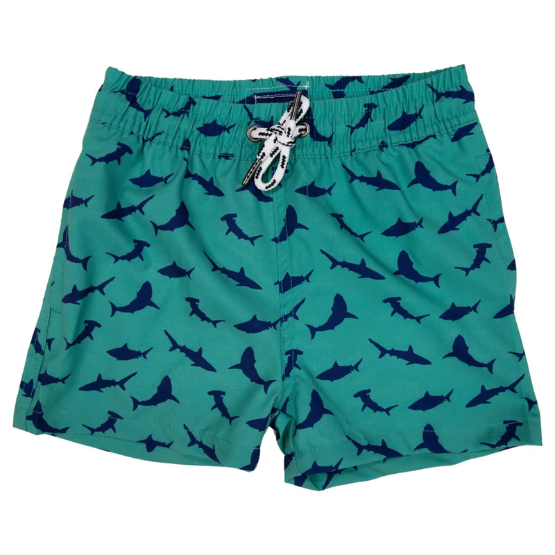 Shark Print Quick Dry Recycled 4 Way Stretch Boardies Green